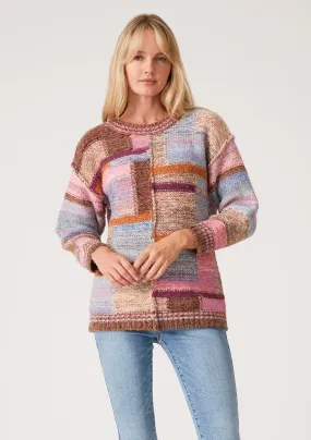 Oversized Multicolor Mixed Patchwork Pullover
