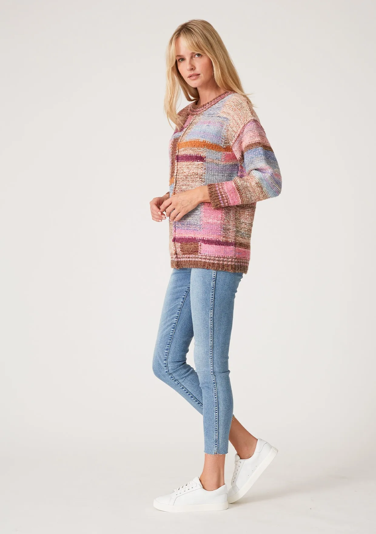 Oversized Multicolor Mixed Patchwork Pullover
