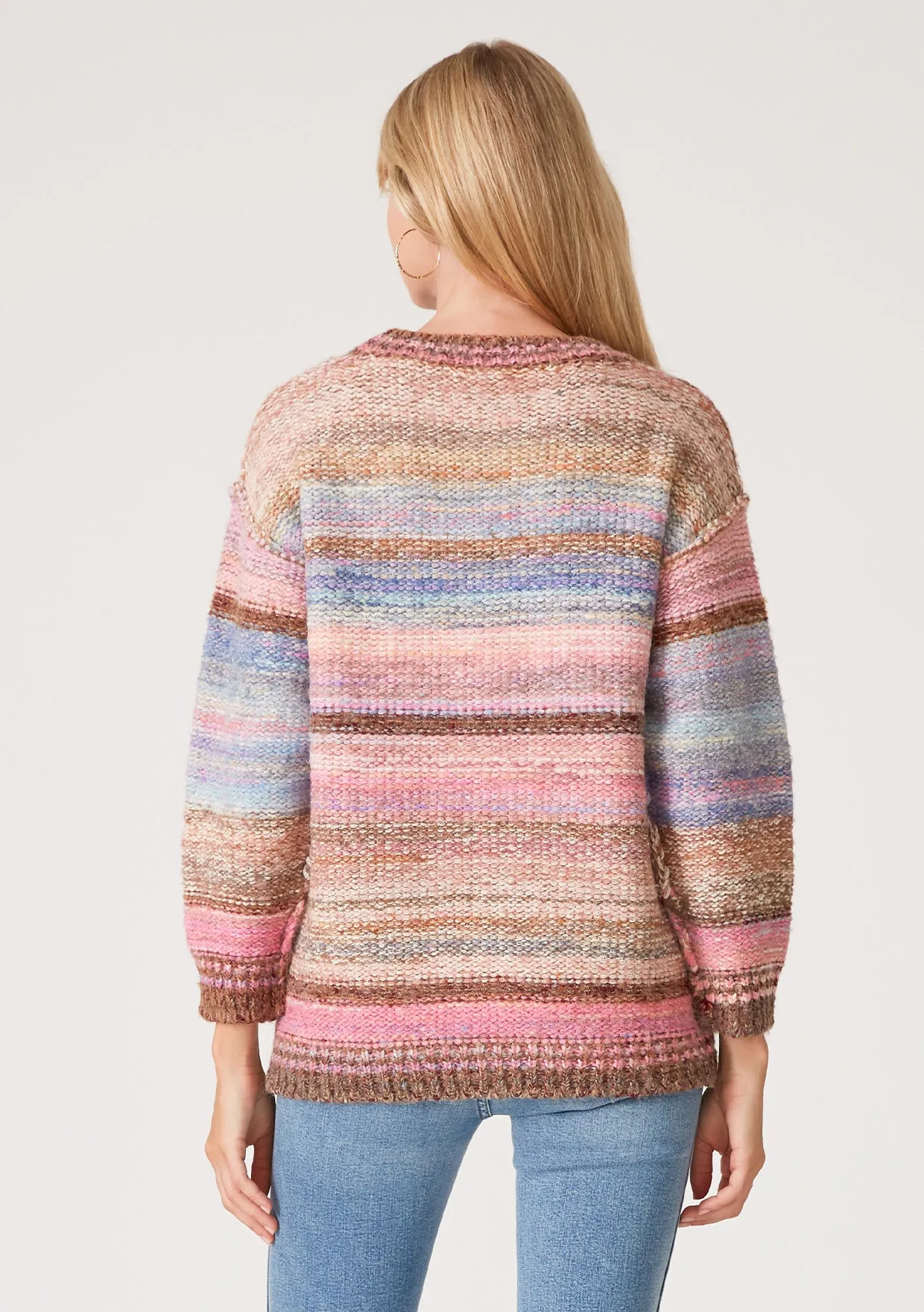 Oversized Multicolor Mixed Patchwork Pullover