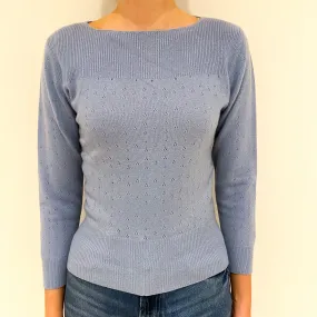 Pale Blue Cashmere Boat Neck Jumper Extra Small