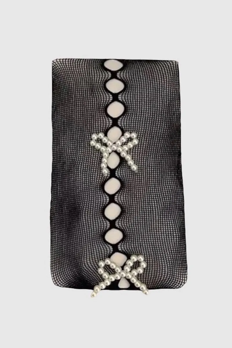 Pearl Bow Peek A Bow Tights