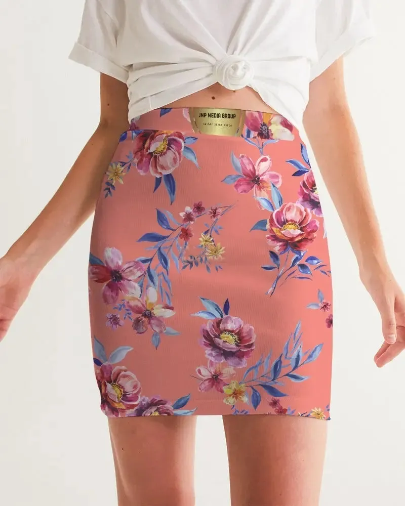 Pink Sea of Flowers Women's Mini Skirt