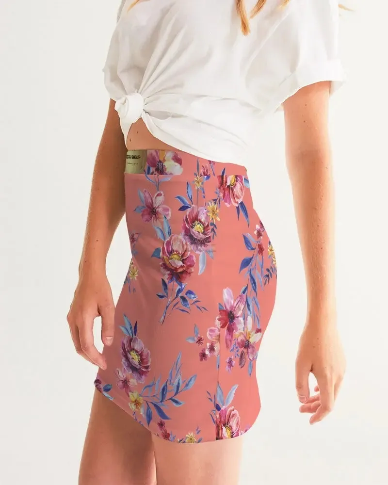 Pink Sea of Flowers Women's Mini Skirt