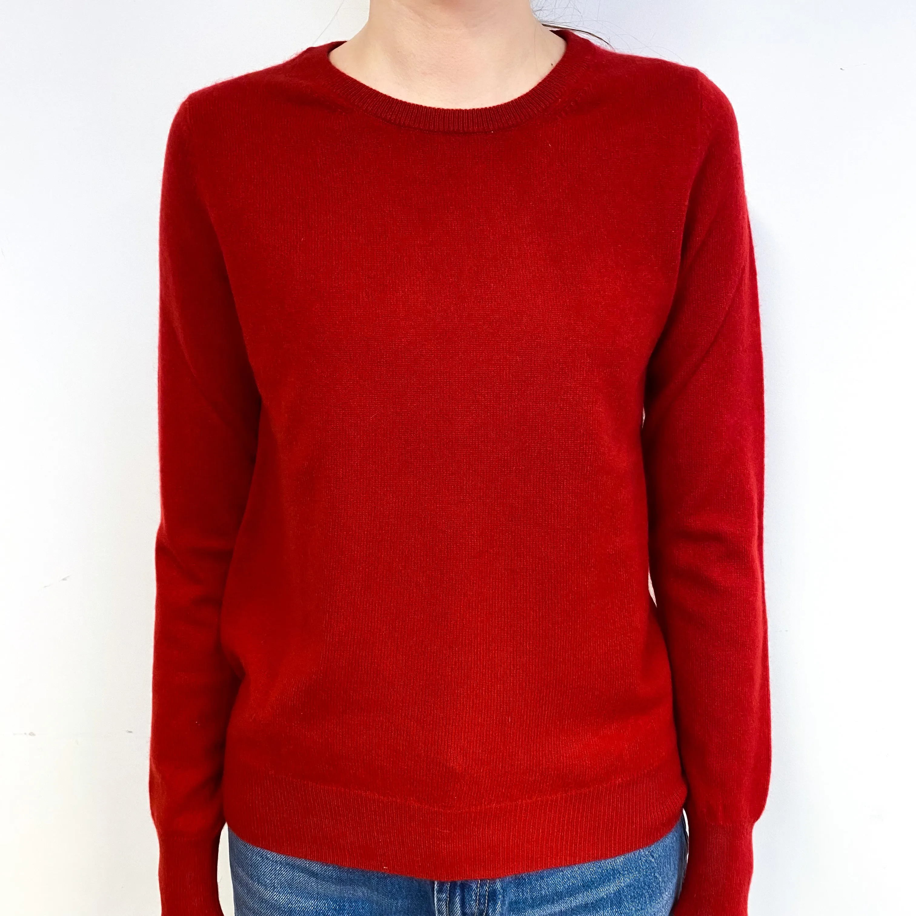 Post Box Red Cashmere Crew Neck Jumper Extra Small
