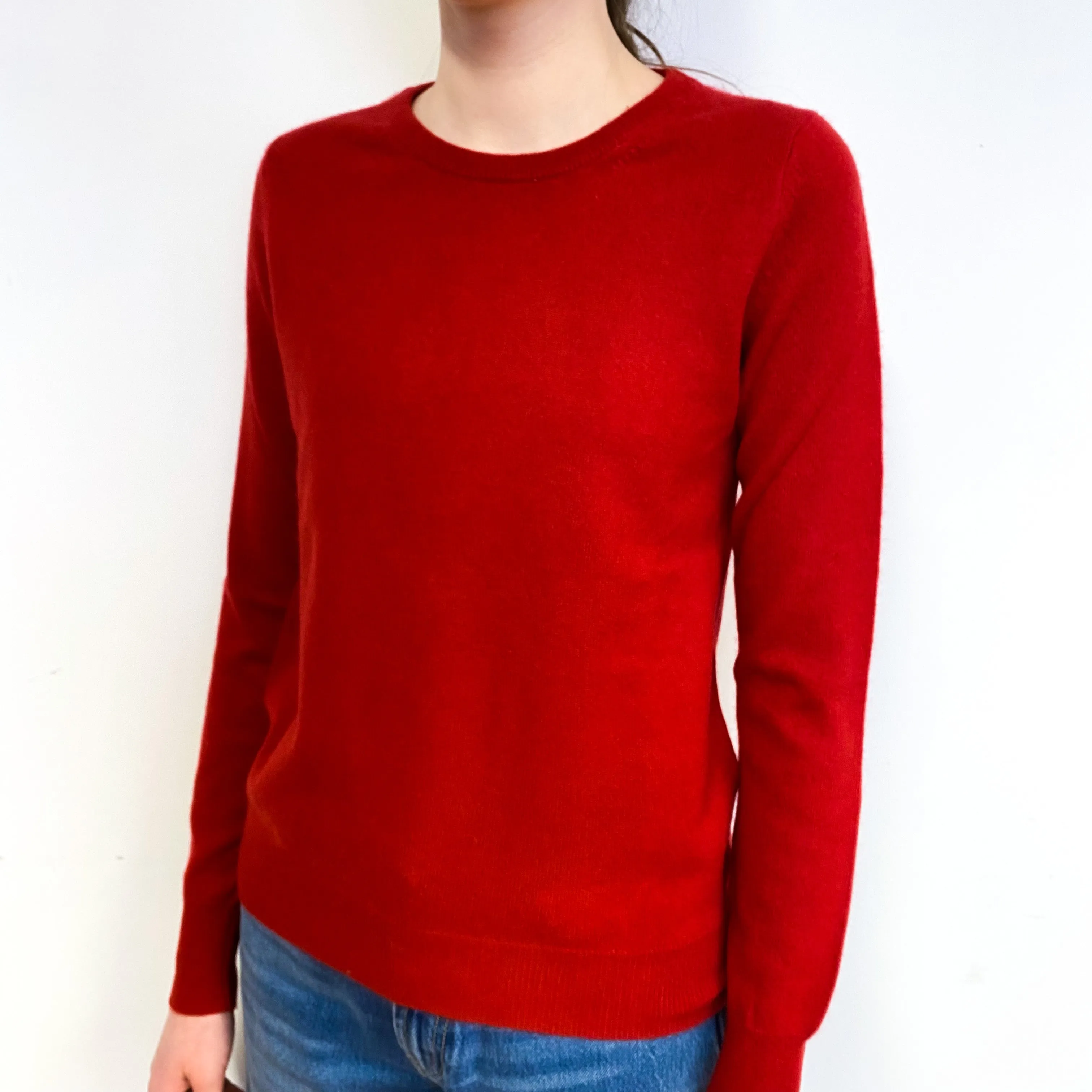 Post Box Red Cashmere Crew Neck Jumper Extra Small