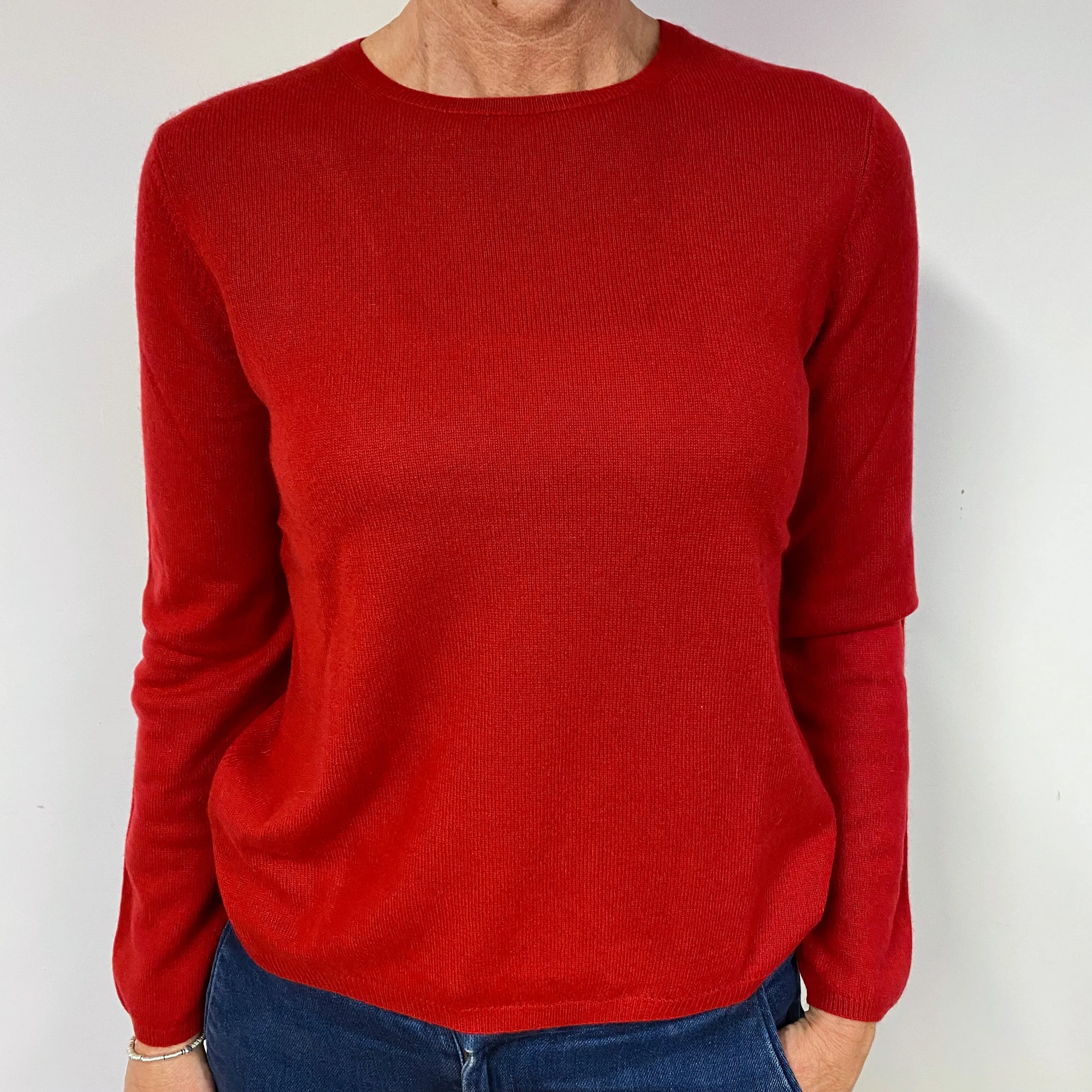 Post Box Red Cashmere Crew Neck Jumper Medium