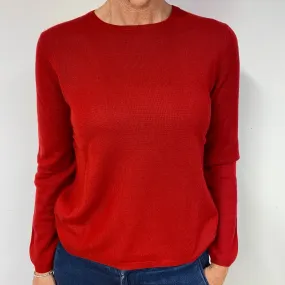 Post Box Red Cashmere Crew Neck Jumper Medium