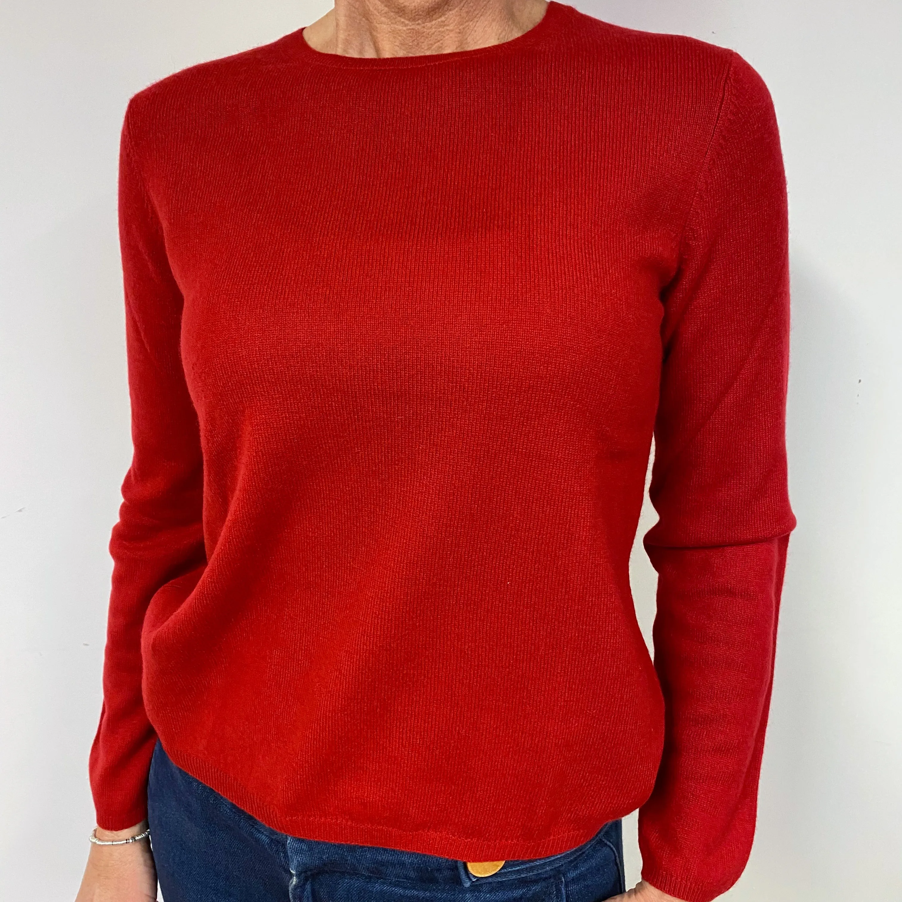 Post Box Red Cashmere Crew Neck Jumper Medium