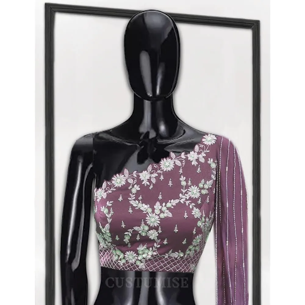 Purple Embroidered Jumpsuit