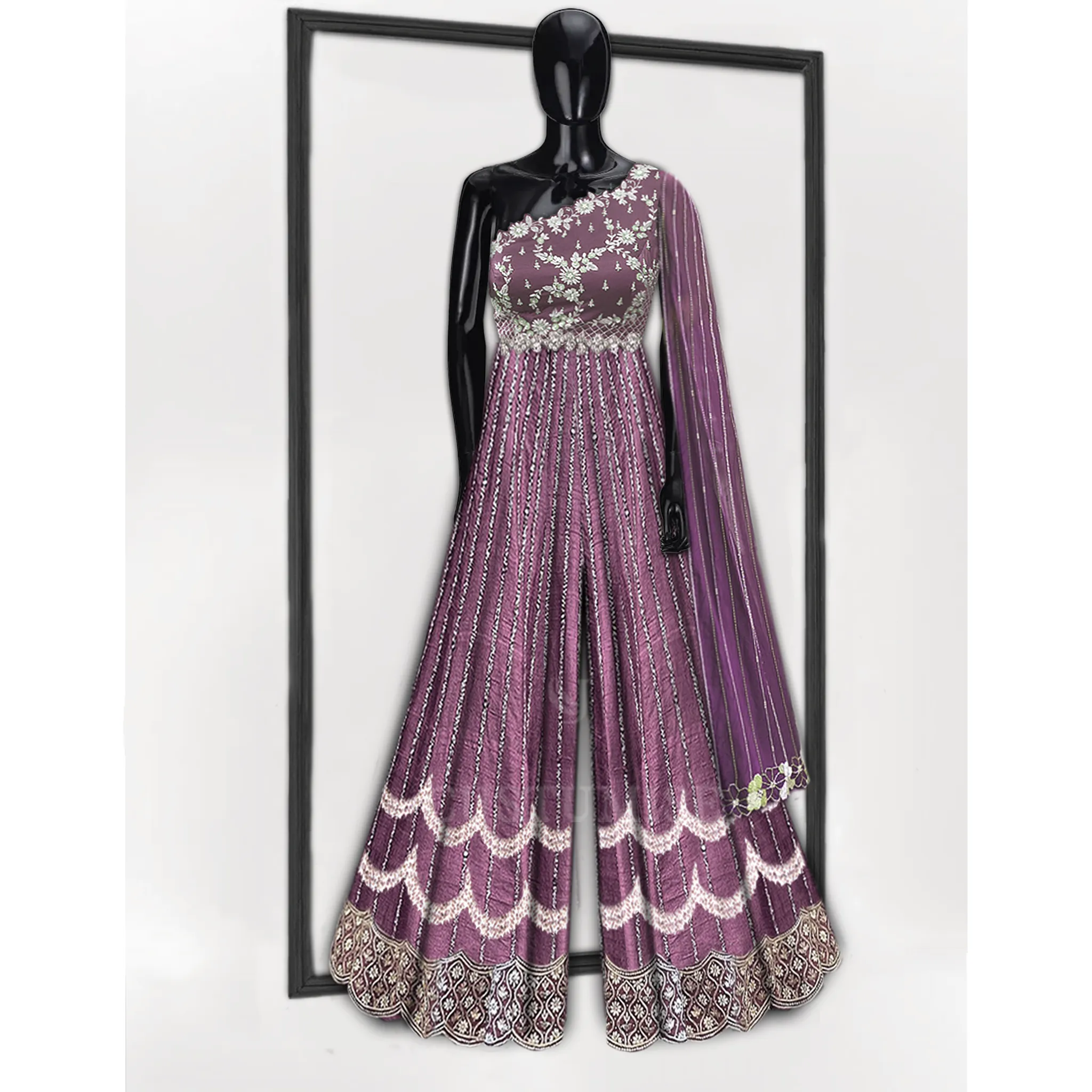 Purple Embroidered Jumpsuit