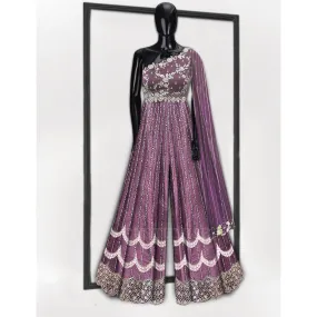 Purple Embroidered Jumpsuit