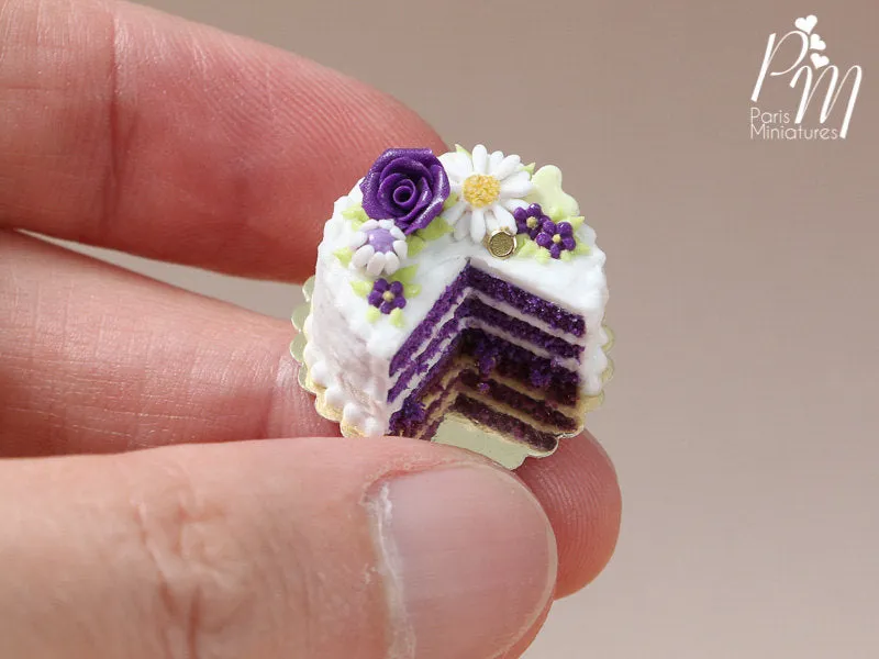 Purple Velvet Layer Cake - Miniature Food for Dollhouse in 12th scale