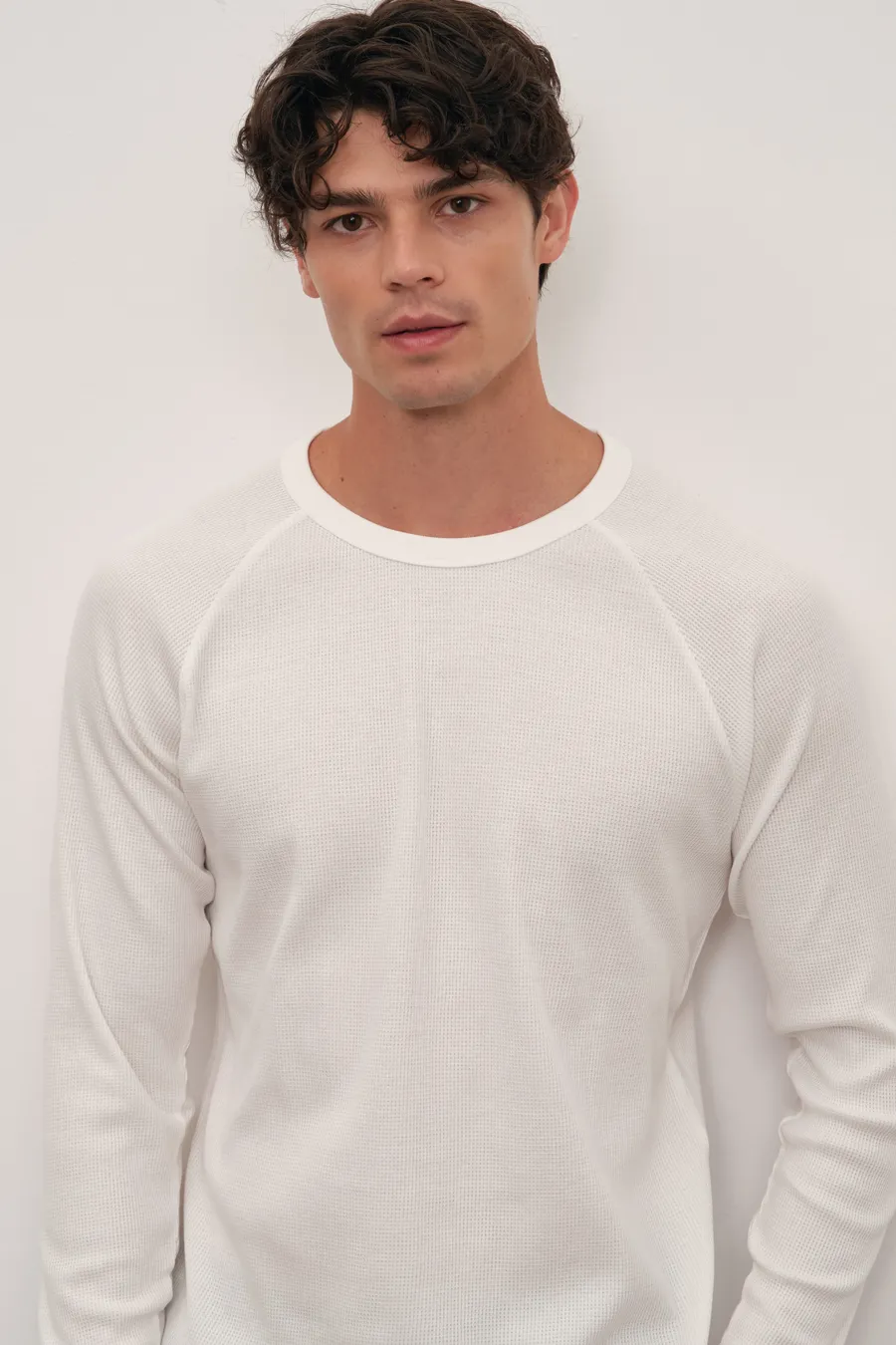 Raglan Sleeve Waffle Cotton T-shirt/Sweatshirt