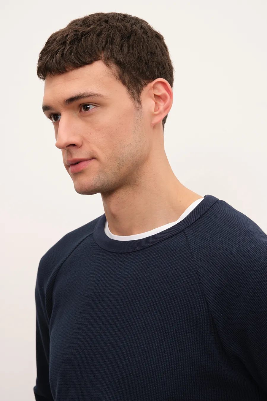 Raglan Sleeve Waffle Cotton T-shirt/Sweatshirt