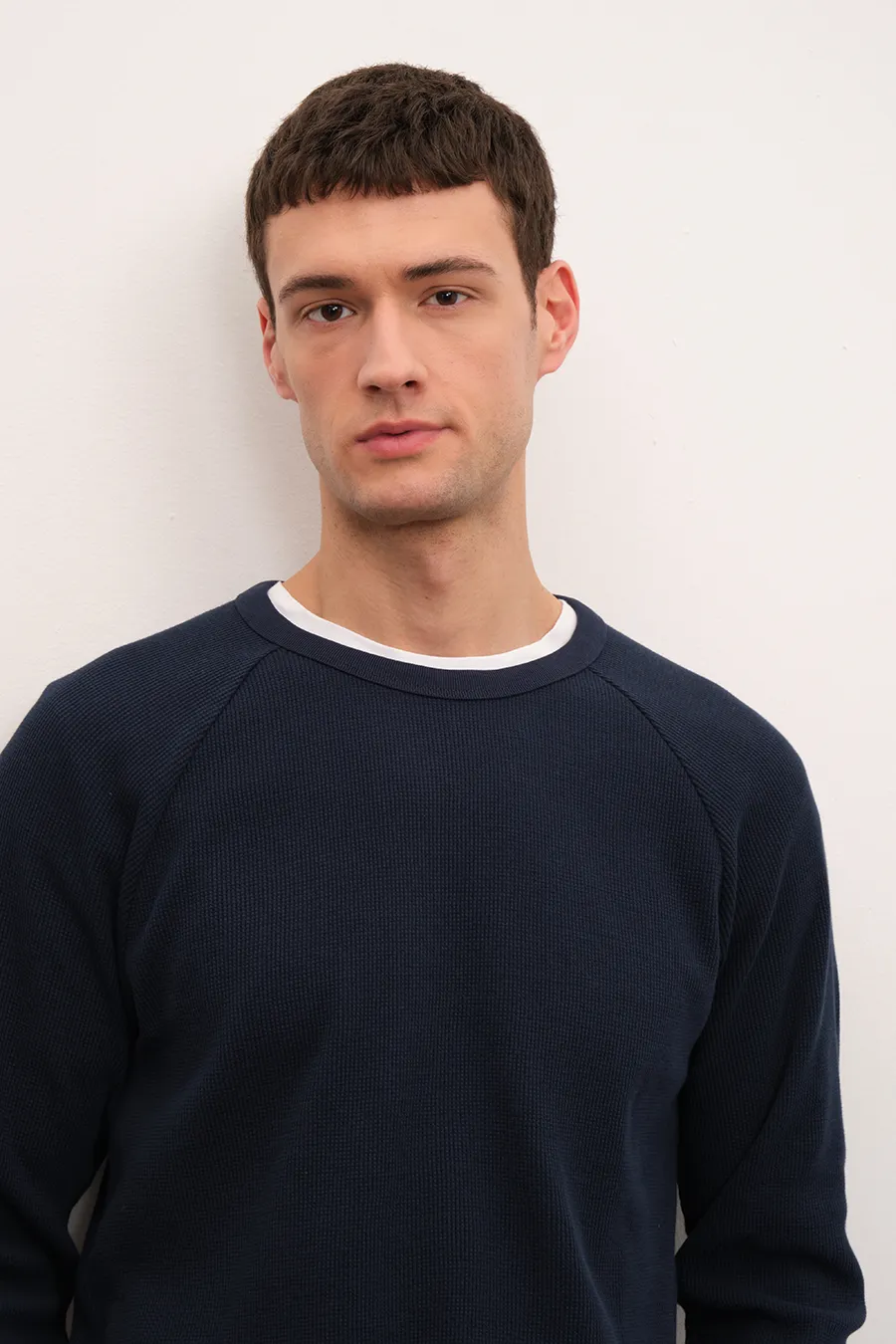 Raglan Sleeve Waffle Cotton T-shirt/Sweatshirt