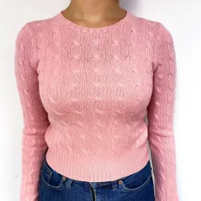 Ralph Lauren Pink Cropped Cashmere Crew Neck Jumper Small