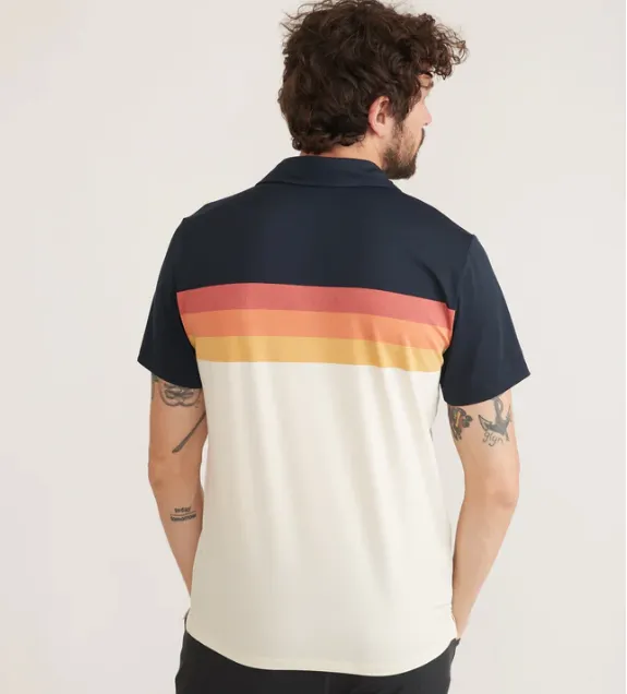 Re-Spun Sport Polo - Navy Warm Stripe
