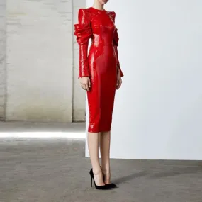Red Sequin Evening Dress