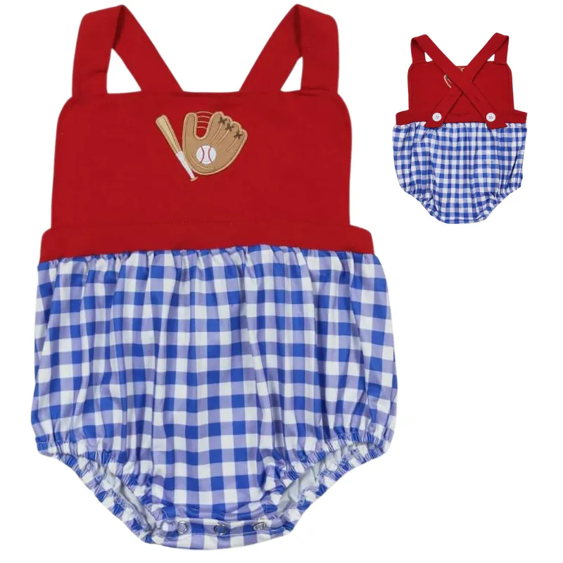Red White Blue & Cute - Baseball Applique Baby Romper