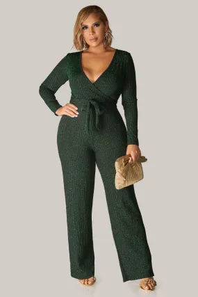 Rory Sexy V Neck Sparkly Long Sleeves Cocktail Jumpsuit with Belt