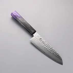 Sakai Takayuki Rinnou VG10 33 Layer Damascus Santoku 170mm Purple Lacquered Handle