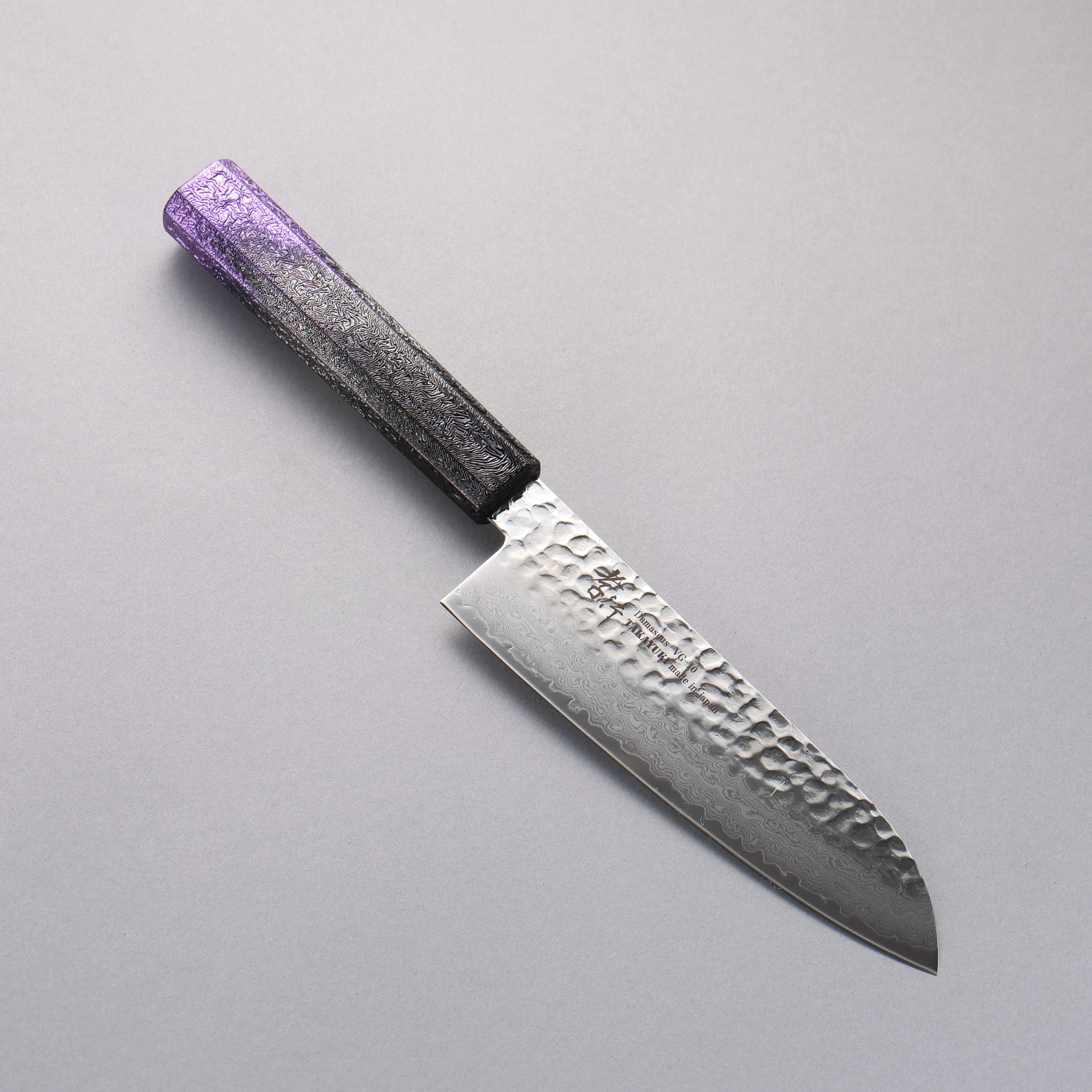 Sakai Takayuki Rinnou VG10 33 Layer Damascus Santoku 170mm Purple Lacquered Handle