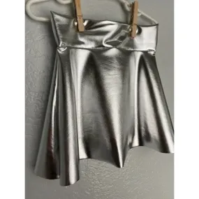 Silver Shiny Metallic Twirl Skirt - Tween