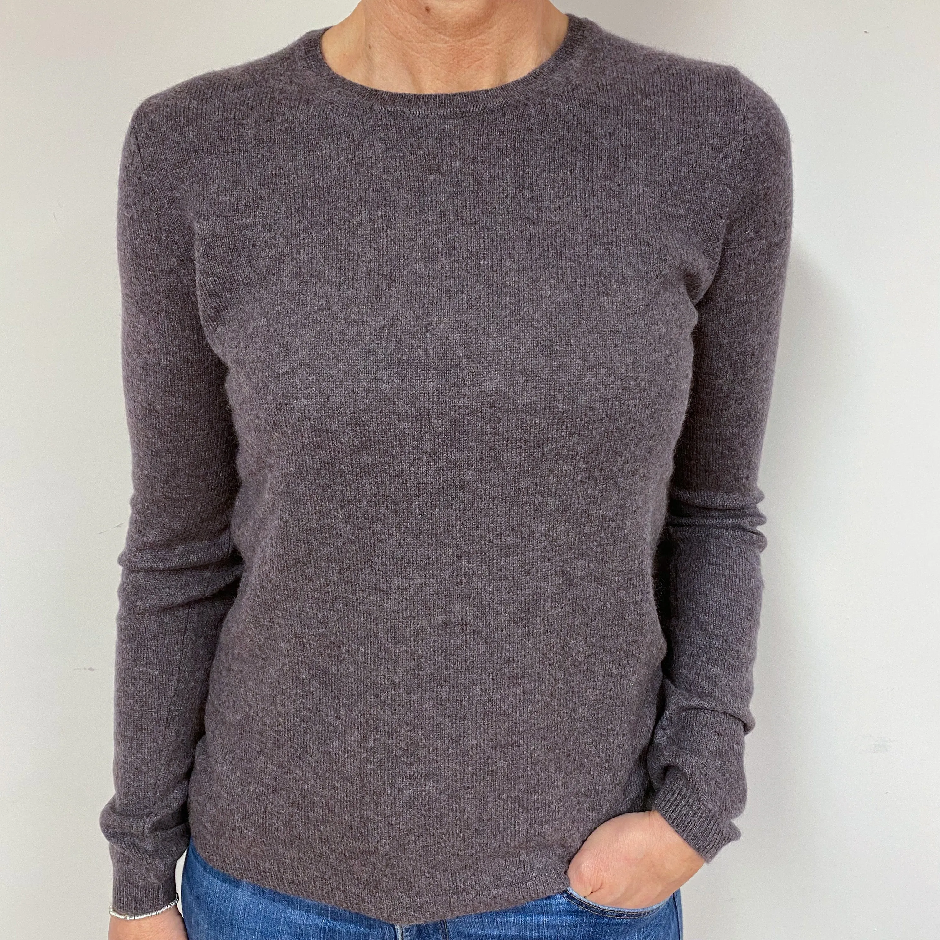 Slate Grey Cashmere Crew Neck Jumper Medium