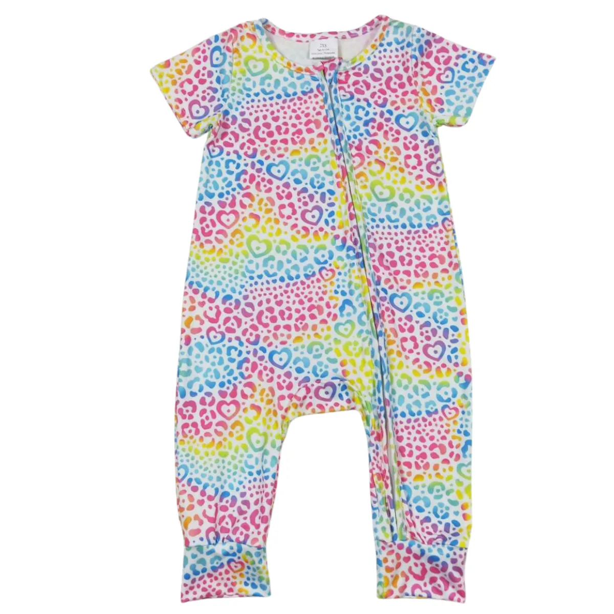 Southwest Baby Romper Rainbow Leopard Print Zip