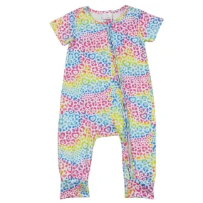 Southwest Baby Romper Rainbow Leopard Print Zip