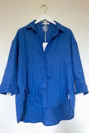 Stripe boyfriend shirt - cobalt blue