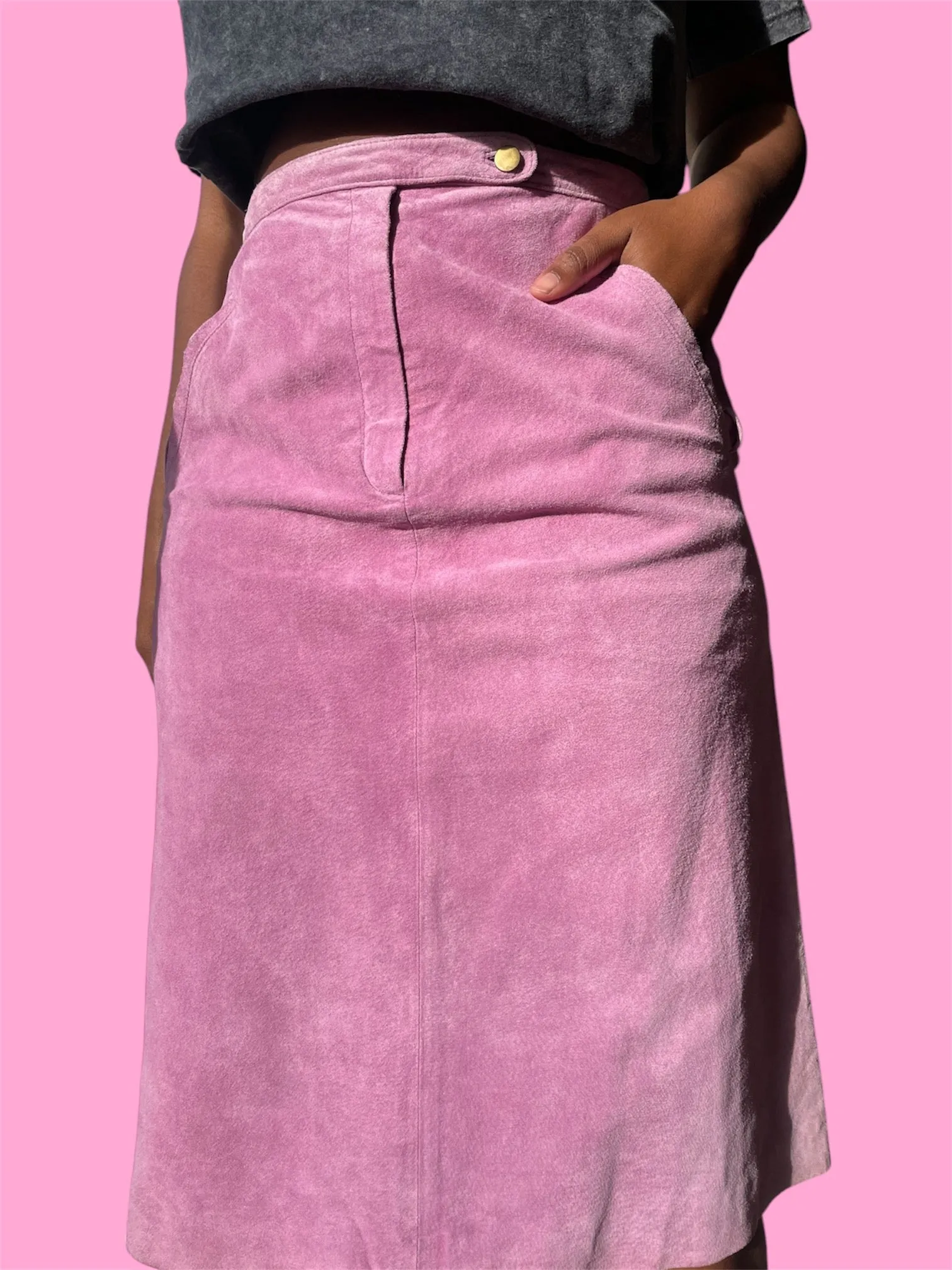 Suede Leather Lilac Skirt