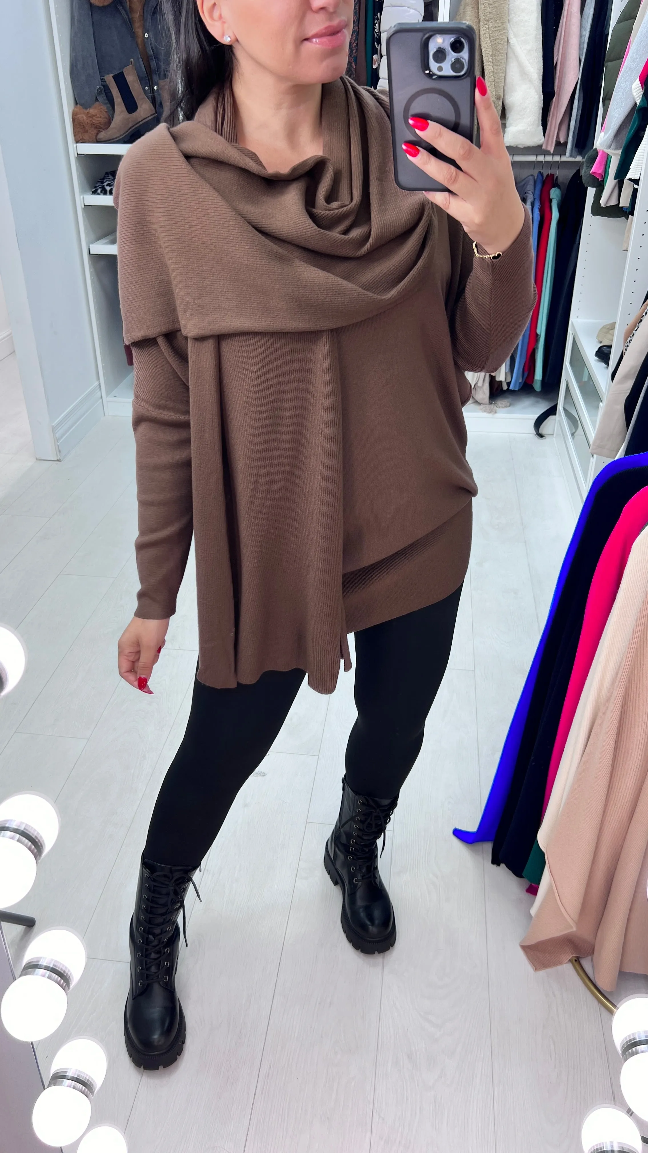 Tabitha Scarf Rib Knit Jumper Dress