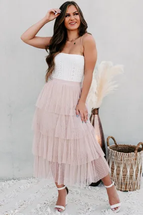 Take A Bow Tiered Tulle Midi Skirt (Mauve)