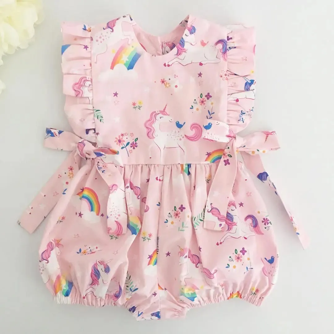 The Pink Unicorns Ruffle Romper