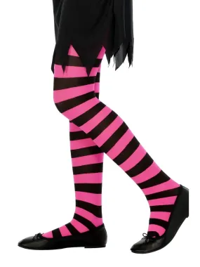 Tights, Black and Fuchsia, Age 6-12