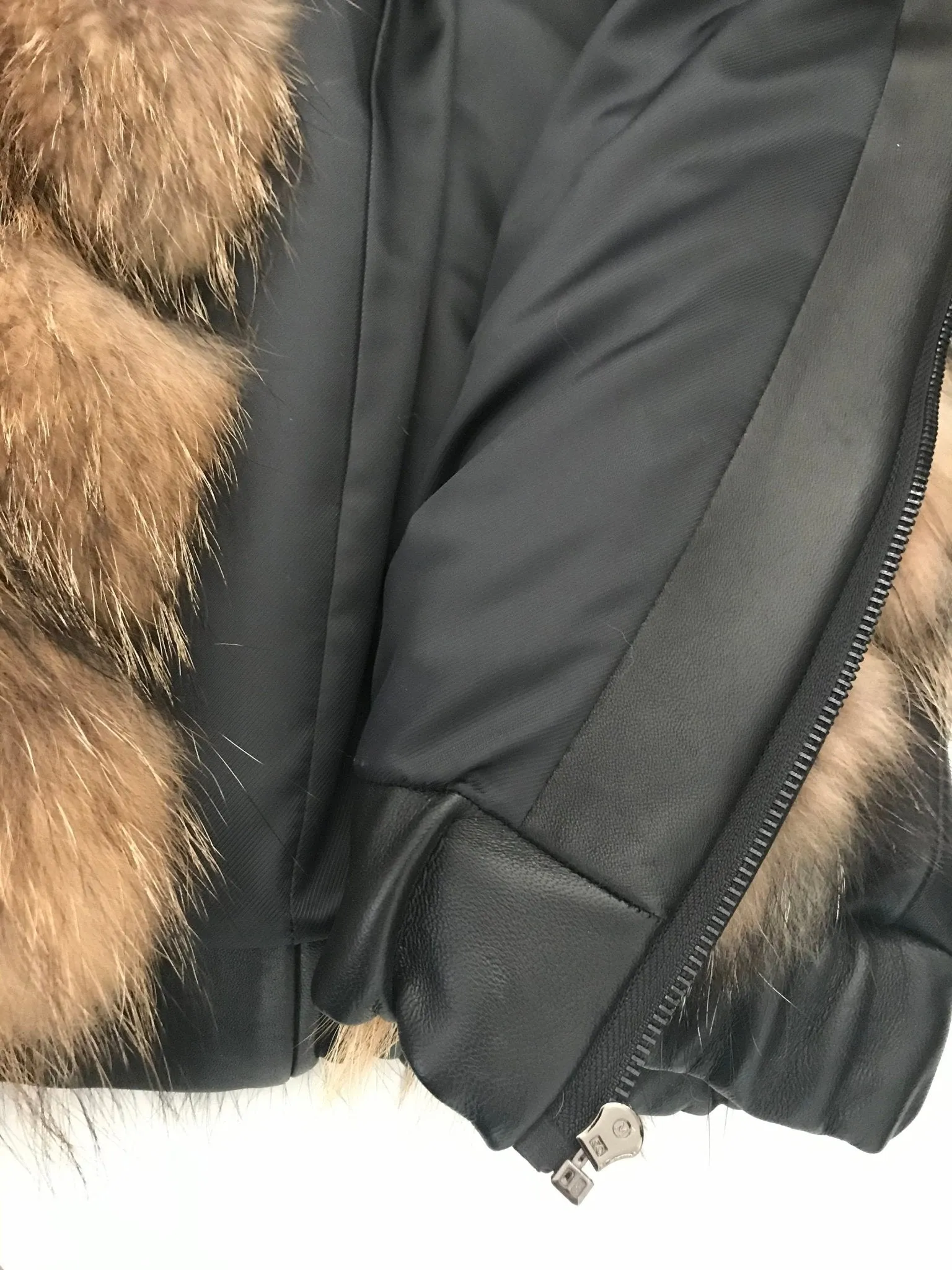 Women jacket сoat  raccoon fur and leather