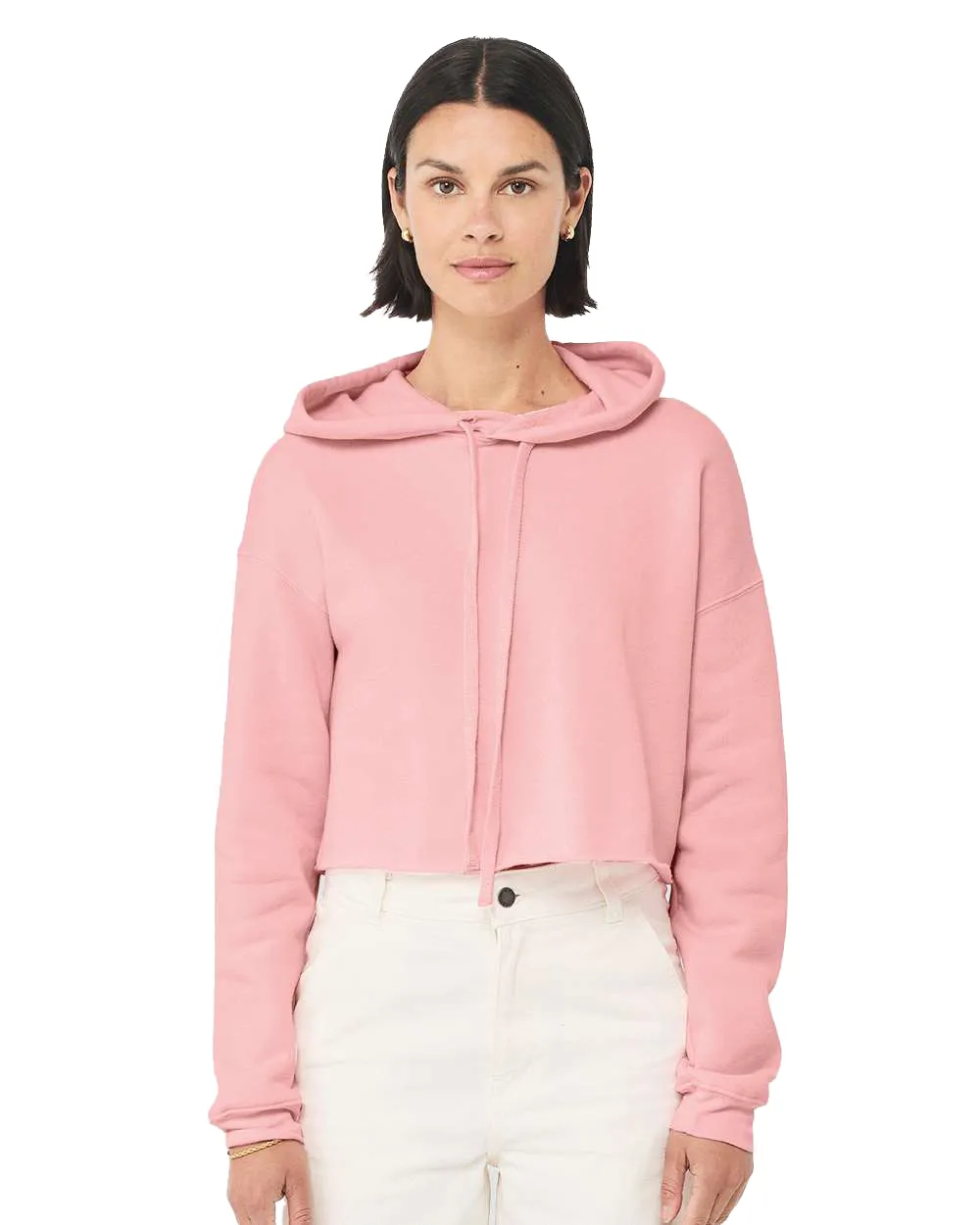 Women's Cropped Fleece Hoodie - Pink