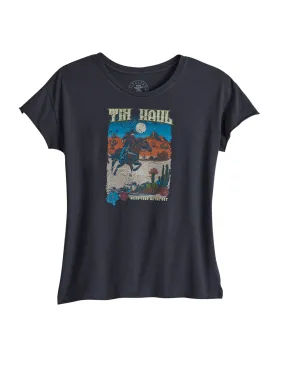 WOMENS SHORT SLEEVE TIN HAUL WOMEN RIDER IN DESERT SCENE T SHIRT WITH DISTRESHORT SLEEVE GARMENT WASHED