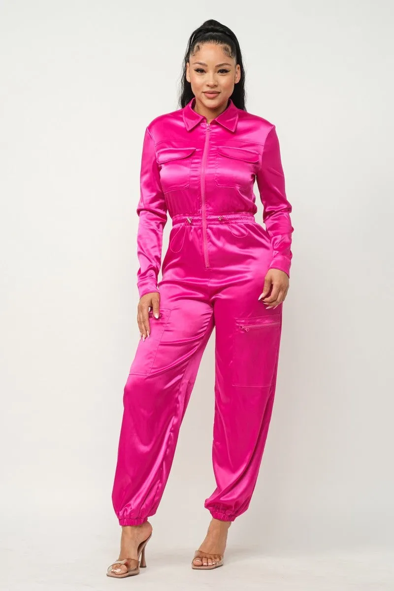 Zipper Pockets Top & Pants Jumpsuit