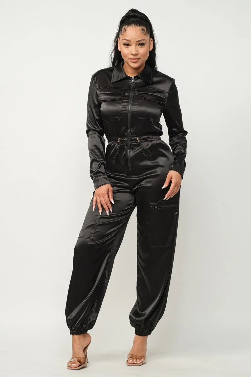 Zipper Pockets Top & Pants Jumpsuit